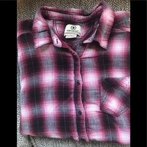 CONVERSE Women’s Pink Button-Down Thin Flannel.